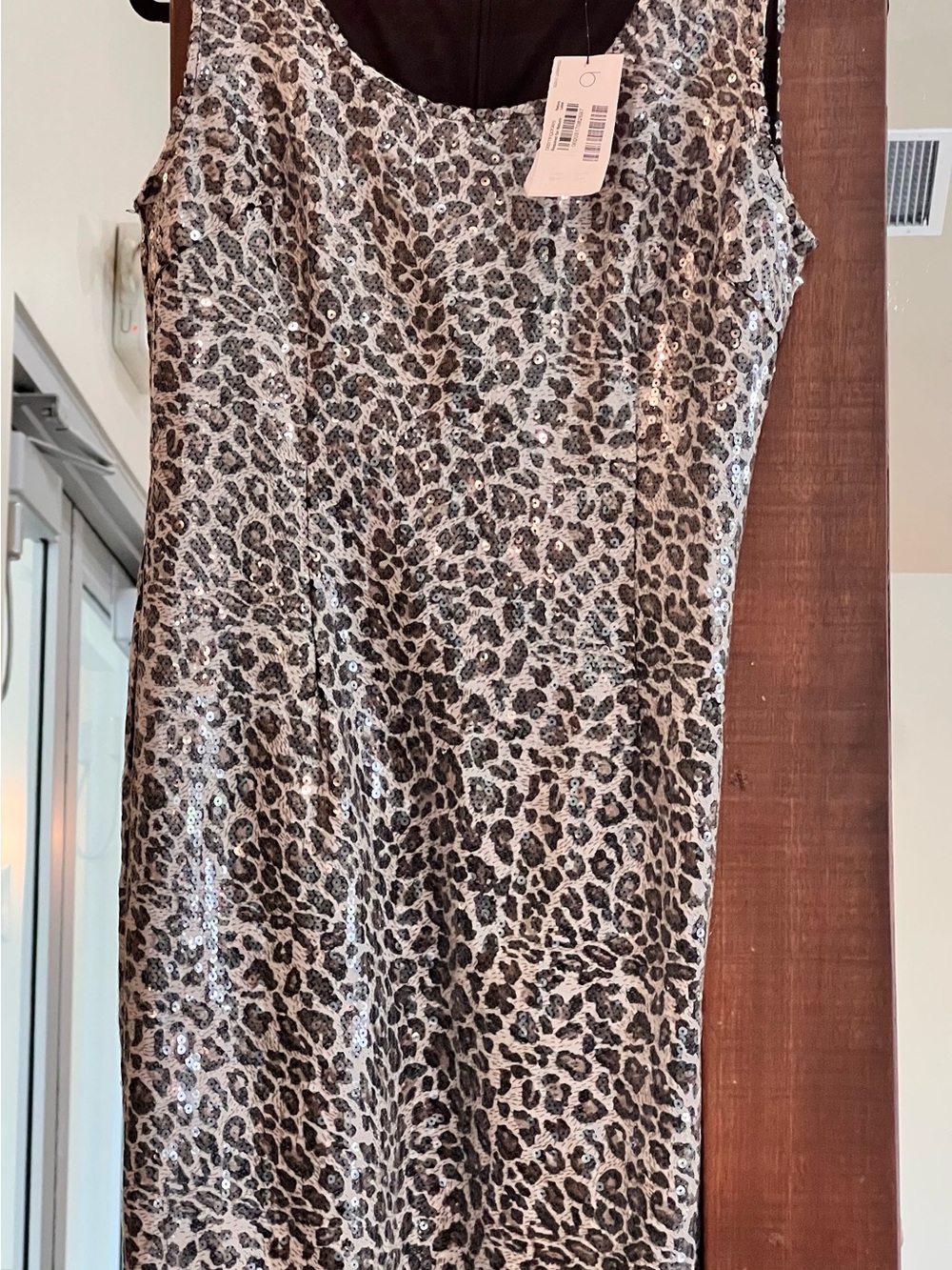 Aqua Silver Leopard Sequin Mini Dress - Picture 3 of 5